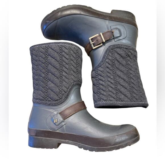 Sperry Shoes - Sperry Quilted Gray Rain/Snow Boots with Brown Accents Womens Size 7